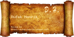 Dufek Henrik névjegykártya